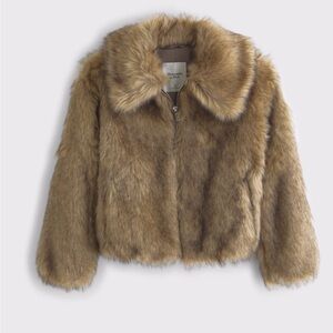 Abercrombie Brown Faux Fur Jacket zip up